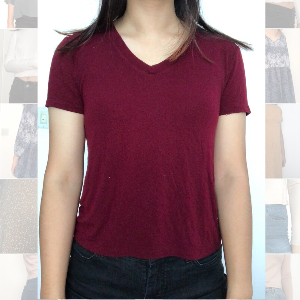 Brandy Melville Maroon V-neck (One Size Fits All)